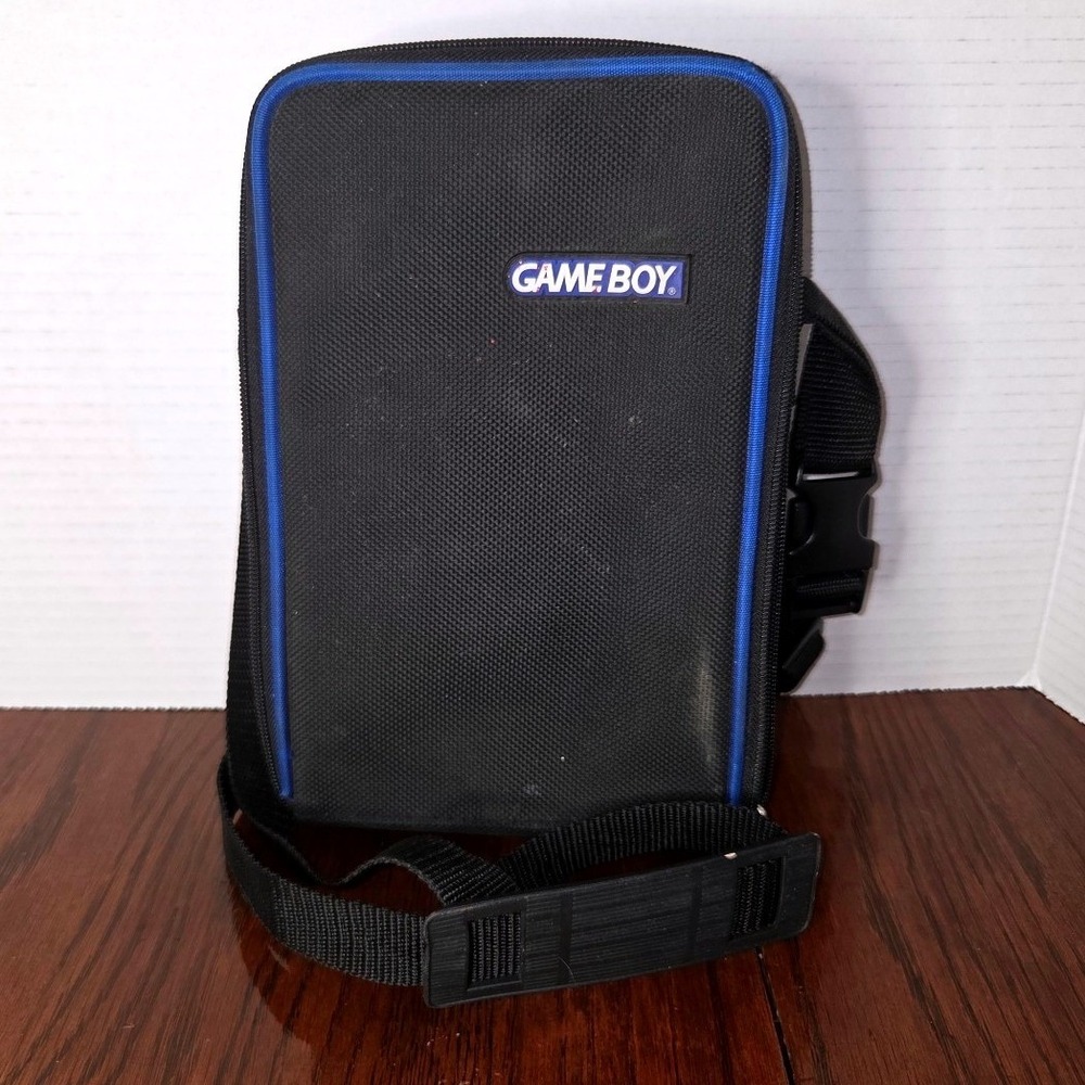 Vintage Nintendo Game Boy Carrying Case Black Blue Travel Bag with Organizer